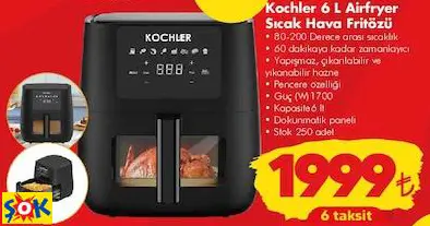 KOCHLER 6 L AİRFRYER SICAK HAVA FRİTÖZÜ KOCHLER 6 L AİRFRYER SICAK HAVA FRİTÖZÜ